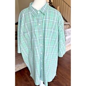 SCOTTeVEST XXXL Docksider Green Plaid Button Up Short Sleeve Shirt‎